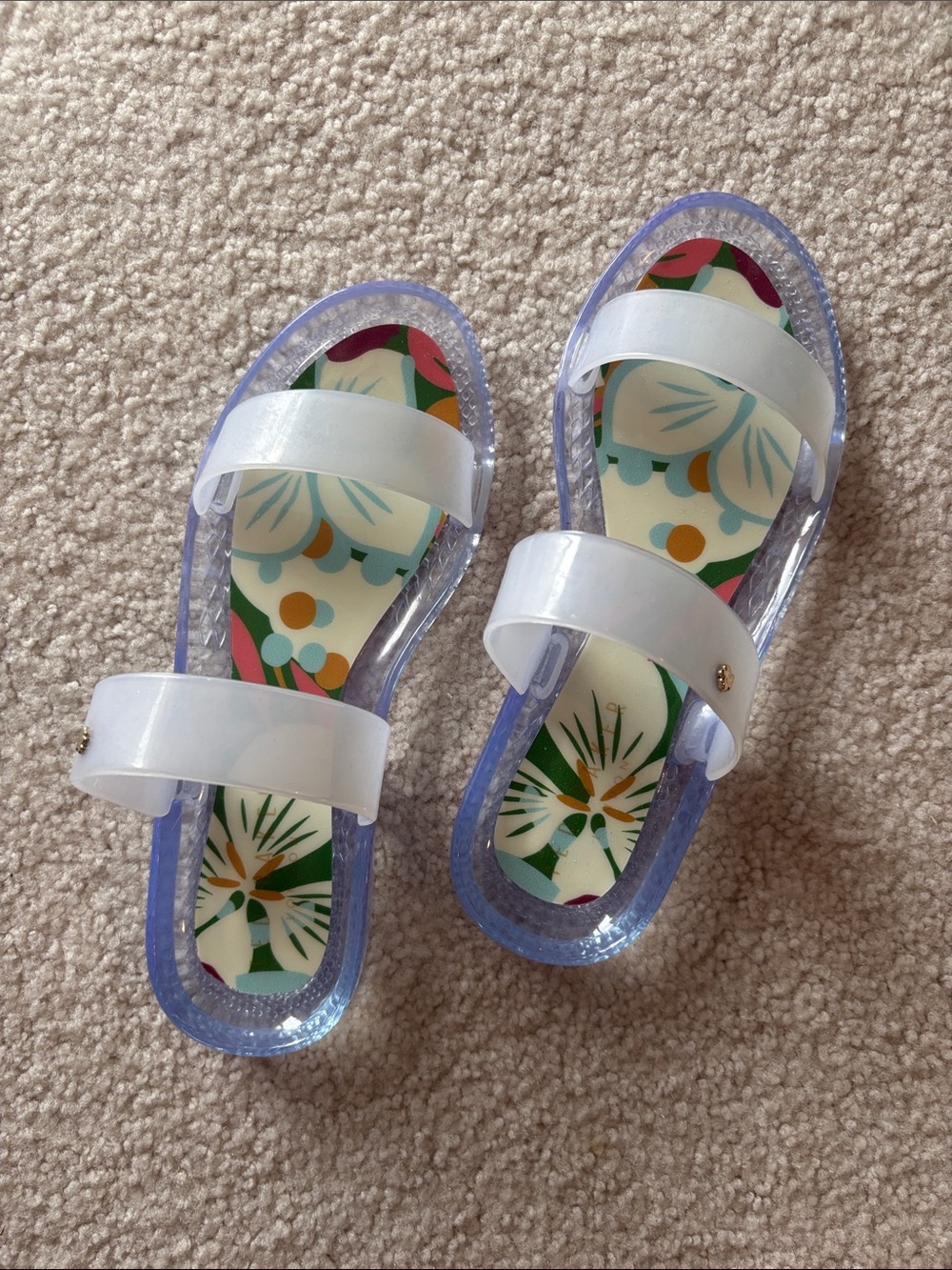 Ted Baker London White Jelly Slide Sandals with Floral Insole
